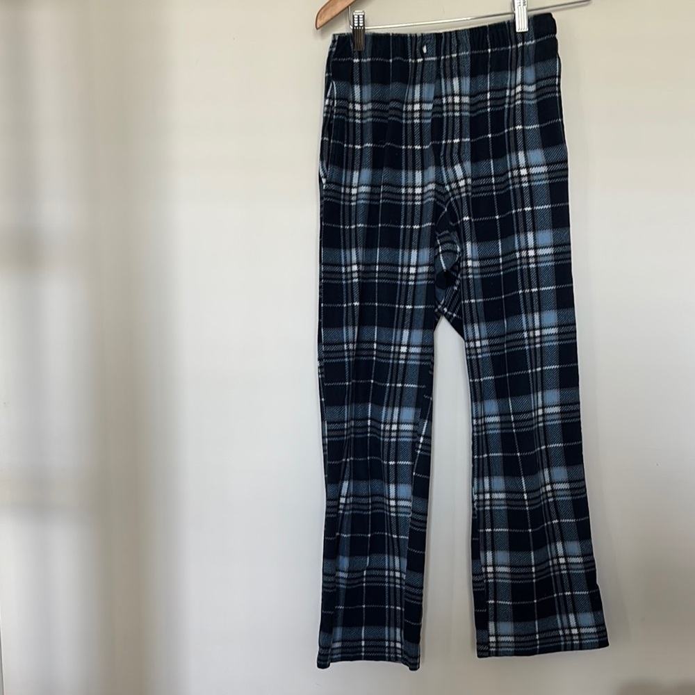 Croft & Barrow Blue Plaid Fleece Pajama Pants Sz S
